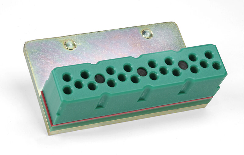 Riv-Nail rapid install system guide blocks from Conveyor Accessories are available in 20- and 40-rivet capacities.